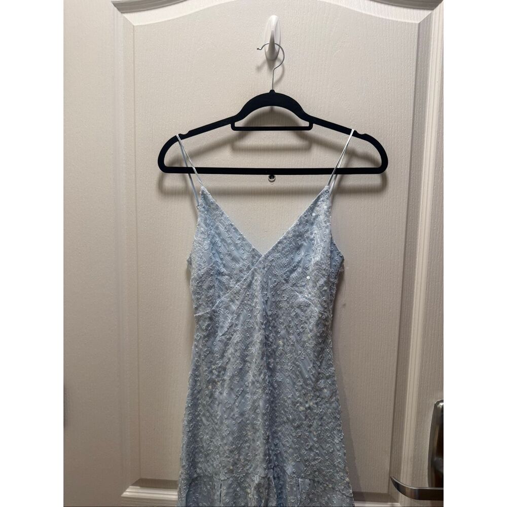 Line & Dot Women's Eros Maxi Dress in Sky Blue Sequined Voile Fabric size XS NWO - Picture 7 of 9